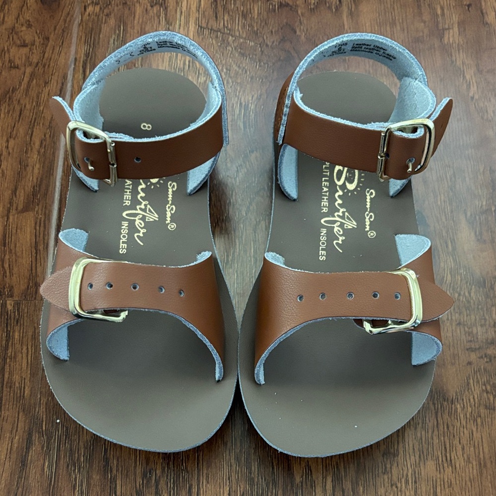 Sun San Brown Leather Kids Sandals